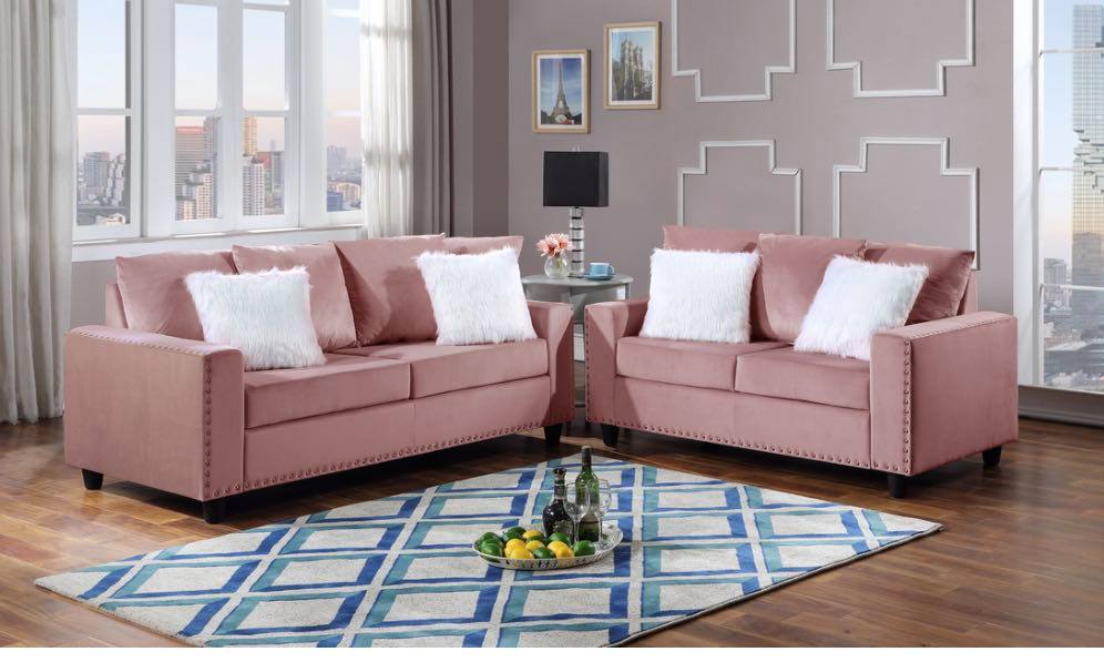 pink Loveseat and Sofa for sell in spring branch Houston Texas